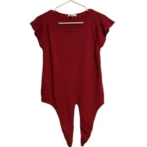 Madewell Tie Front Knit Blouse‎ Red Short Sleeve